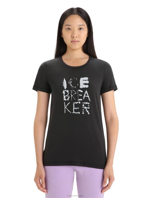 Icebreaker 女性 黒 テンセルコットン半袖Tシャツ ナチュラル 026D4666